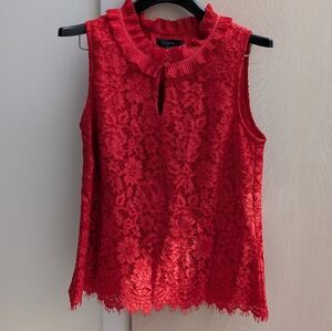 J. Crew Vibrant Red Lace Blouse - PS - Petite Small